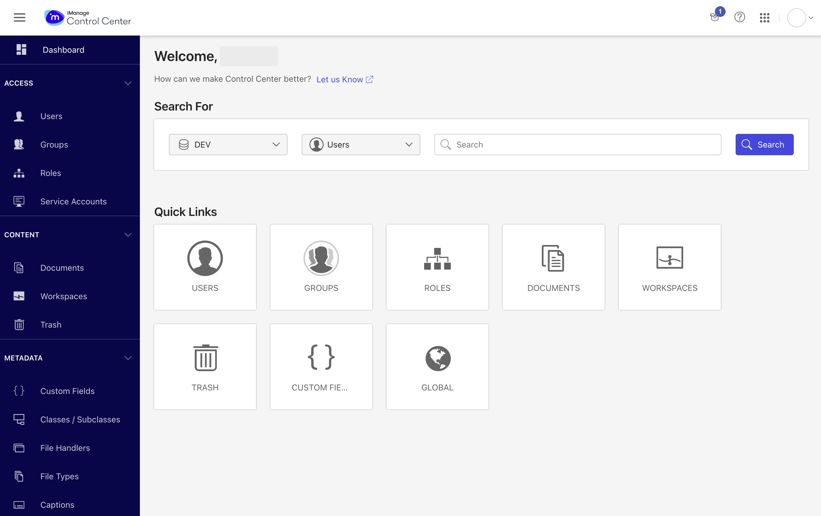 iManage Control Center